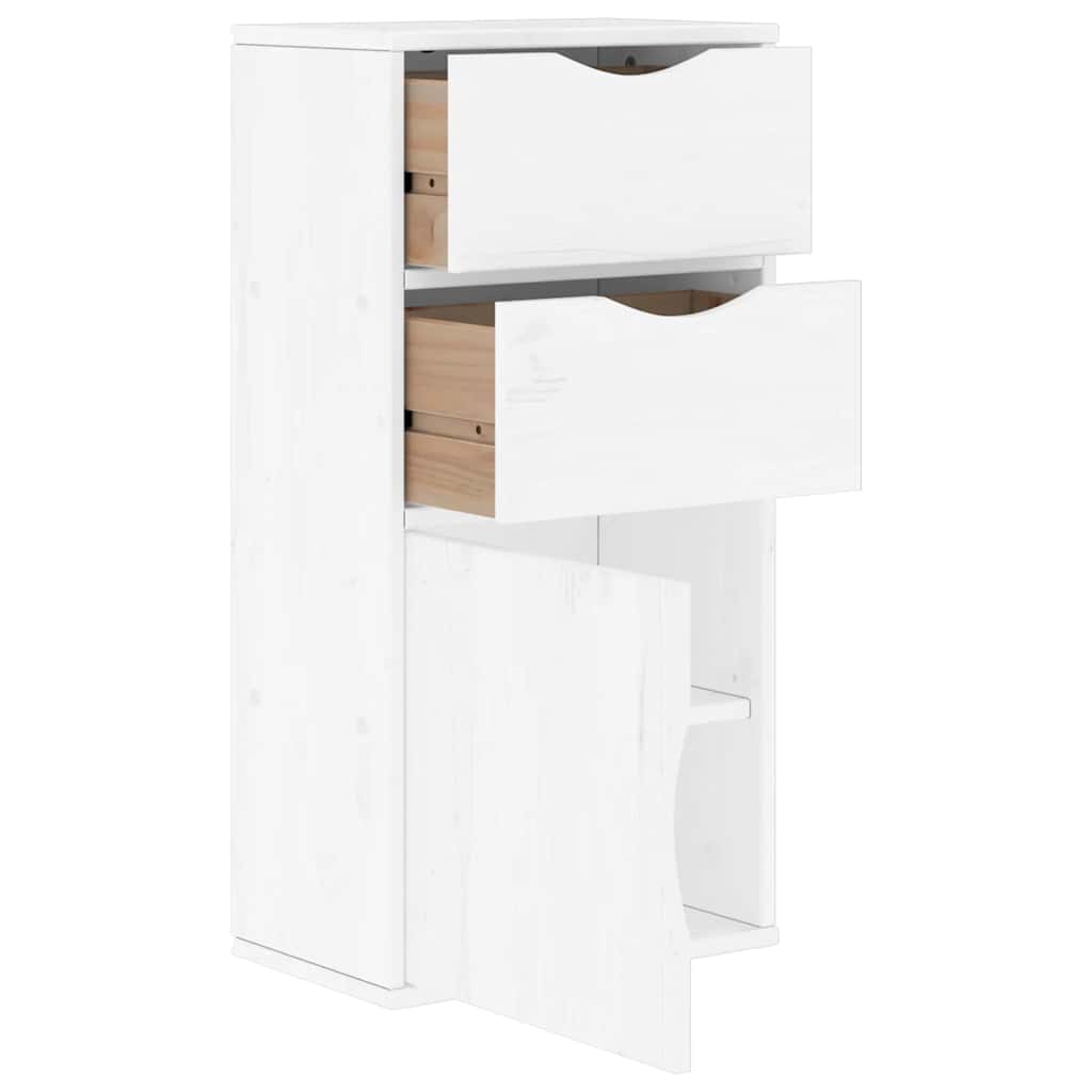 vidaXL Side Cabinet with Drawers ODDA White 40x24x79 cm Solid Wood Pine 5