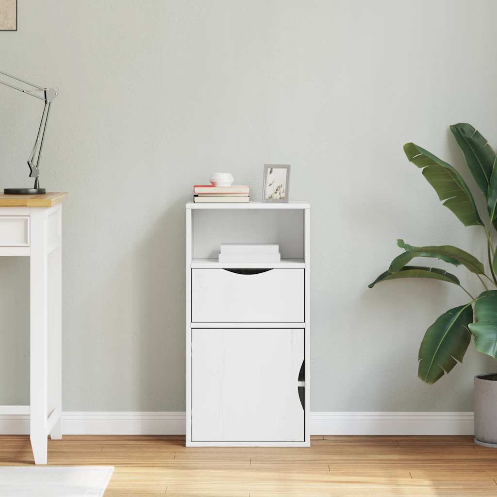 vidaXL Side Cabinet with Drawer ODDA White 40x24x79 cm Solid Wood Pine 3
