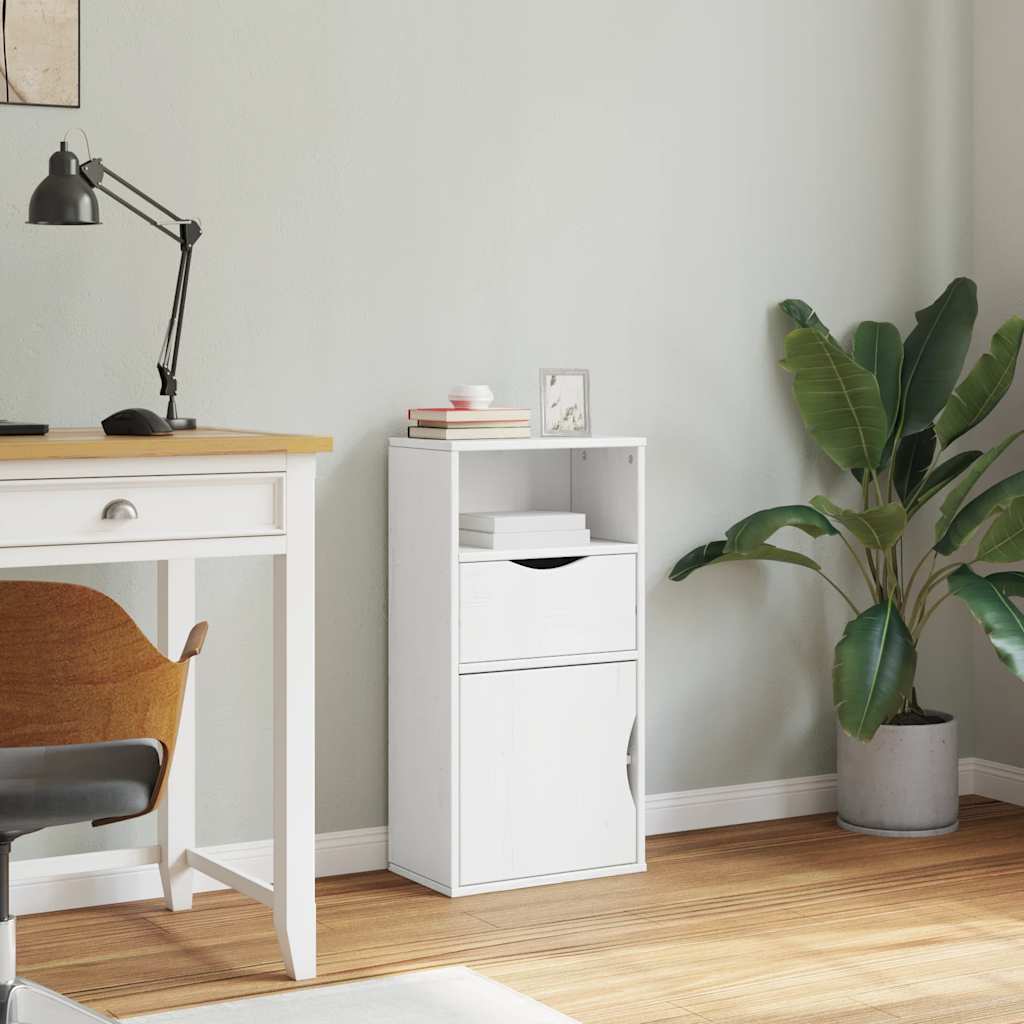 vidaXL Side Cabinet with Drawer ODDA White 40x24x79 cm Solid Wood Pine 4