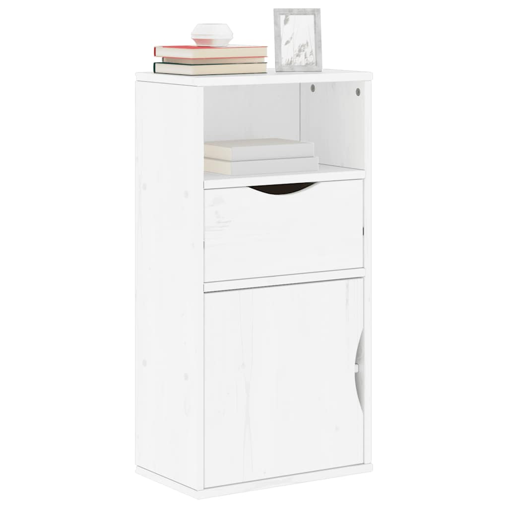 vidaXL Side Cabinet with Drawer ODDA White 40x24x79 cm Solid Wood Pine 1