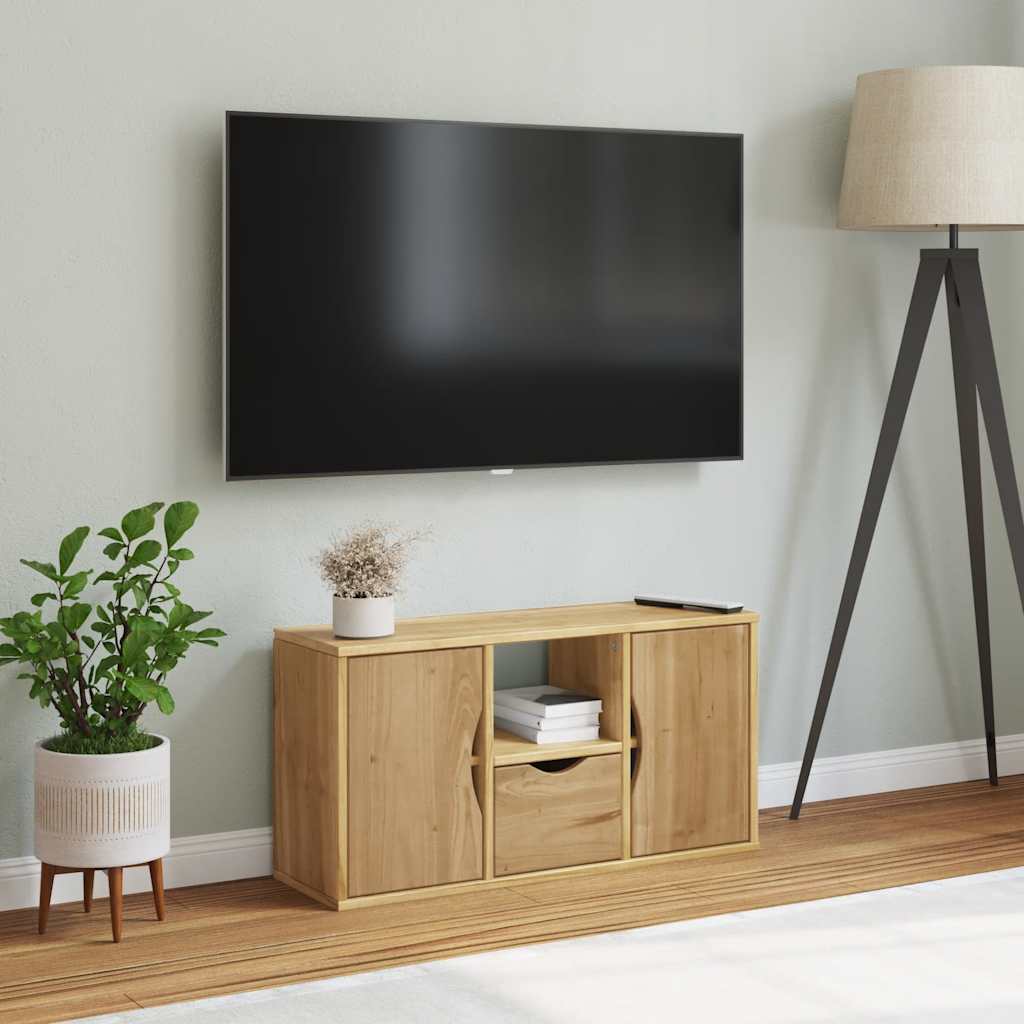 vidaXL TV Cabinet with Drawer ODDA 79x24x40 cm Solid Wood Pine 3