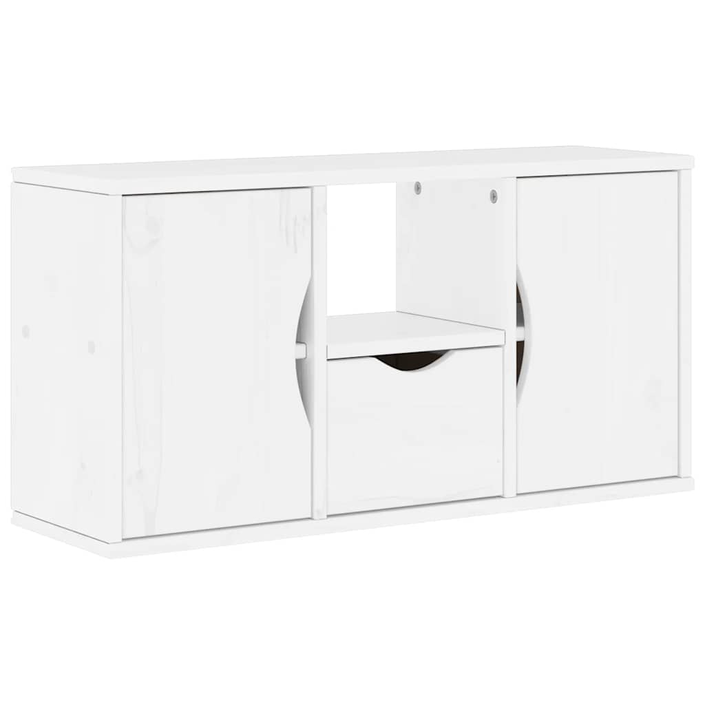 vidaXL TV Cabinet with Drawer ODDA White 79x24x40 cm Solid Wood Pine 2