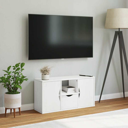 vidaXL TV Cabinet with Drawer ODDA White 79x24x40 cm Solid Wood Pine 3