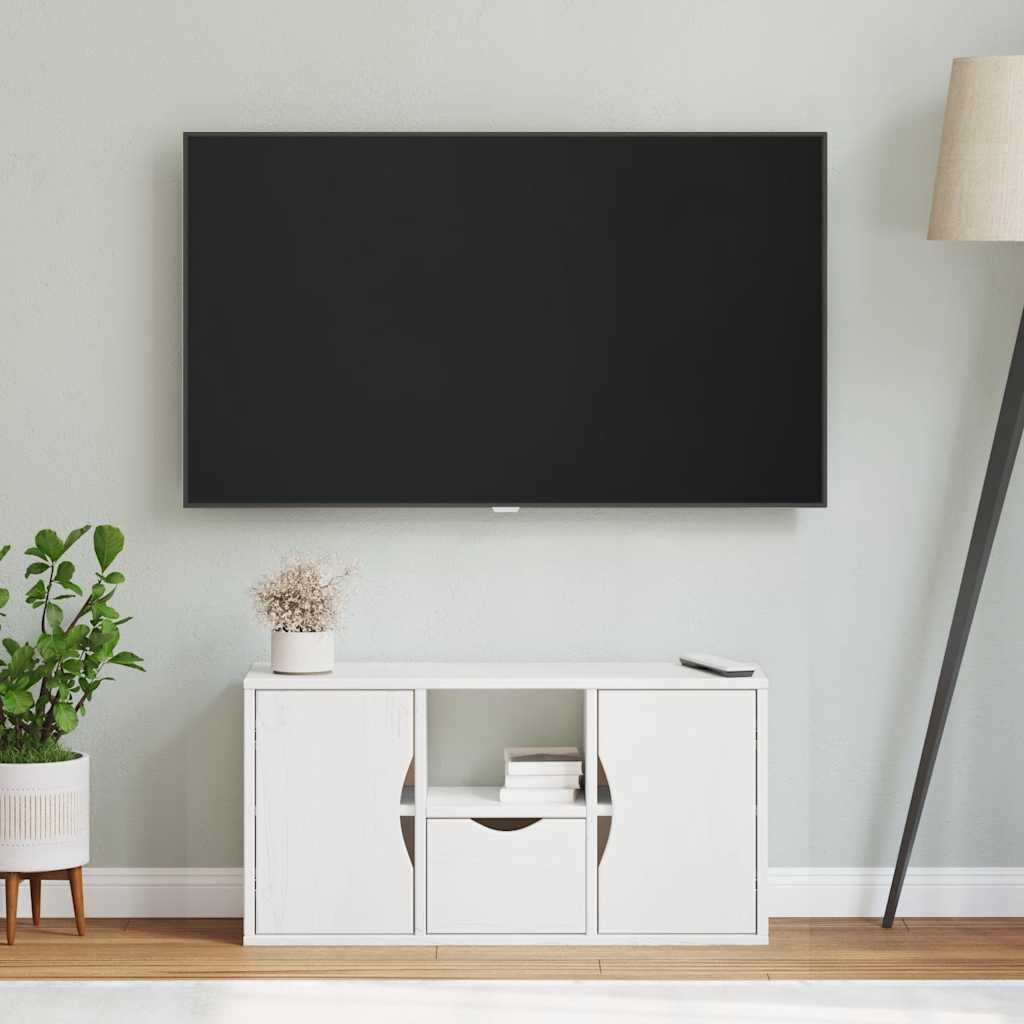 vidaXL TV Cabinet with Drawer ODDA White 79x24x40 cm Solid Wood Pine 4