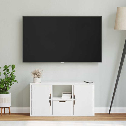 vidaXL TV Cabinet with Drawer ODDA White 79x24x40 cm Solid Wood Pine 4