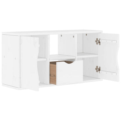 vidaXL TV Cabinet with Drawer ODDA White 79x24x40 cm Solid Wood Pine 5