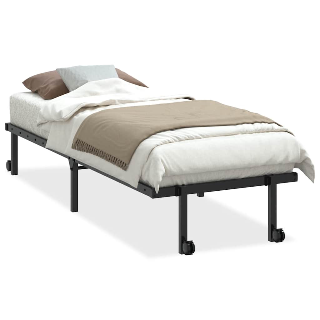 Bed Frame without Mattress Foldable Steel Black 75 cm 190 cm
