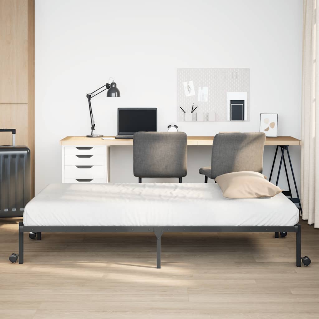 Bed Frame without Mattress Foldable Steel Black 75 cm 190 cm