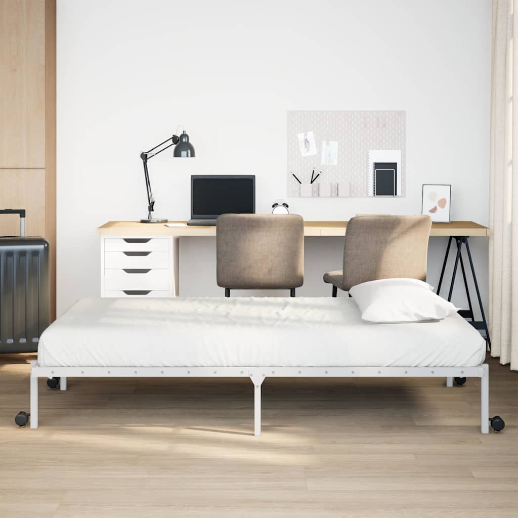 vidaXL Bed Frame without Mattress Foldable White 107x203 cm Steel 4