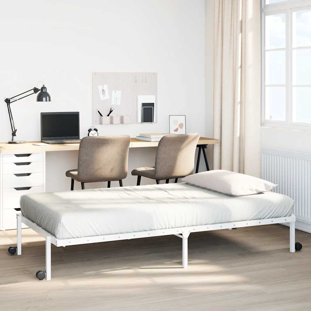 vidaXL Bed Frame without Mattress Foldable White 107x203 cm Steel 1