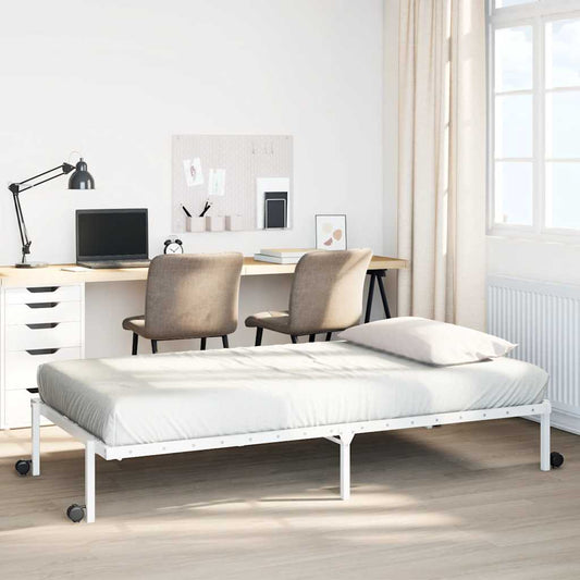 vidaXL Bed Frame without Mattress Foldable White 107x203 cm Steel 1