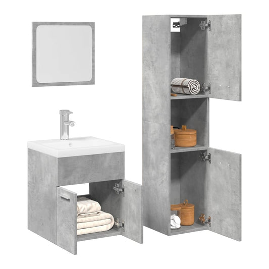 Bathroom Furniture Set Engineered Wood 41 x 38.5 x 46 cm Concrete grey