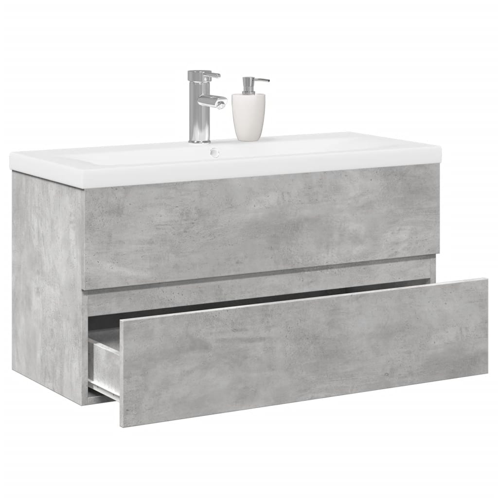 2 Piece Bathroom Furniture Set Engineered Wood Concrete grey 90 x 38.5 x 45 cm Without faucet