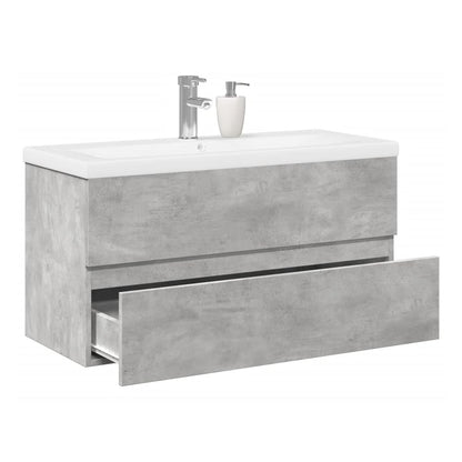 2 Piece Bathroom Furniture Set Engineered Wood Concrete grey 90 x 38.5 x 45 cm Without faucet
