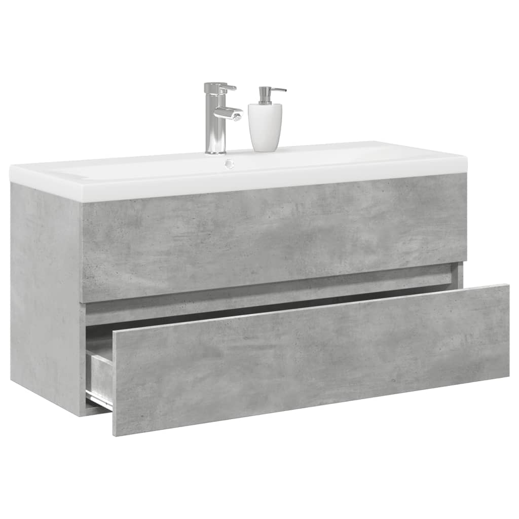 2 Piece Bathroom Furniture Set Engineered Wood Concrete grey 100 x 38.5 x 45 cm Without faucet
