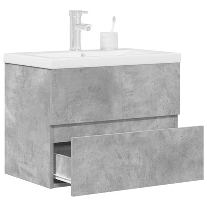 2 Piece Bathroom Furniture Set Engineered Wood Concrete grey 60 x 38.5 x 45 cm With faucet