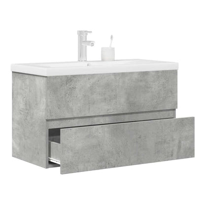 2 Piece Bathroom Furniture Set Engineered Wood Concrete grey 80 x 38.5 x 45 cm With faucet
