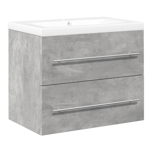 Sink Cabinet with Built-in Basin Engineered Wood without Faucet 60 x 38.5 x 48 cm Concrete grey