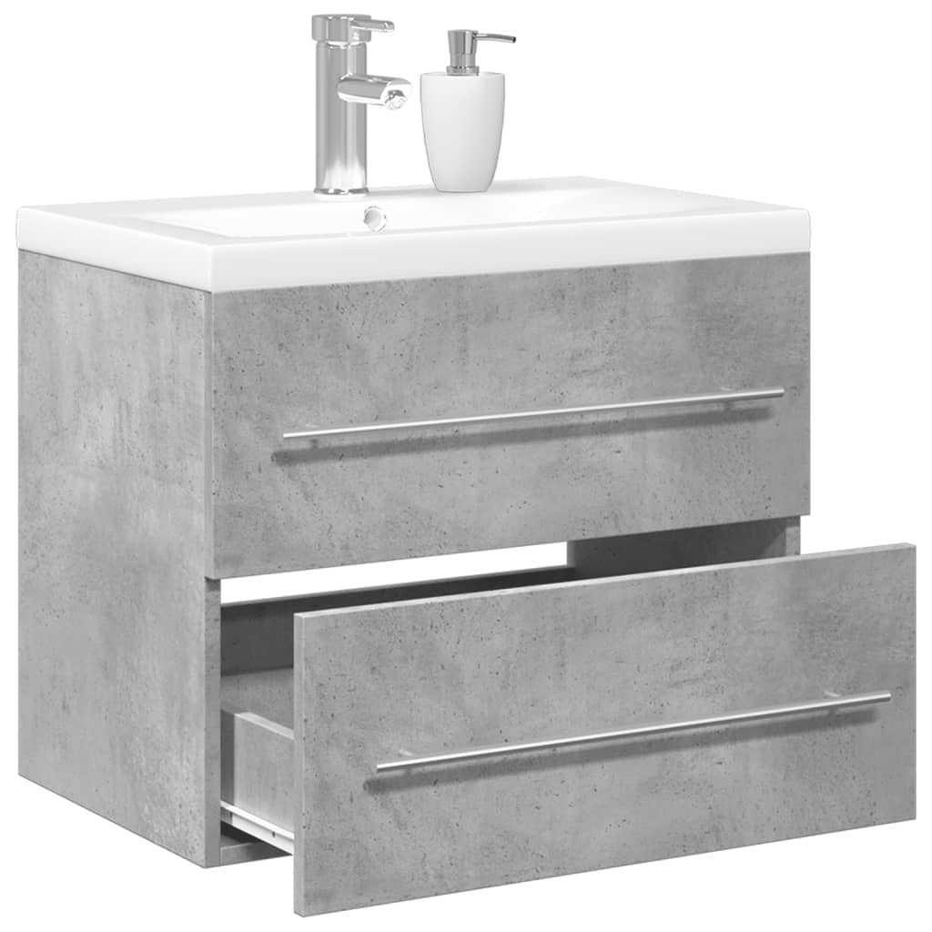 Sink Cabinet with Built-in Basin Engineered Wood without Faucet 60 x 38.5 x 48 cm Concrete grey