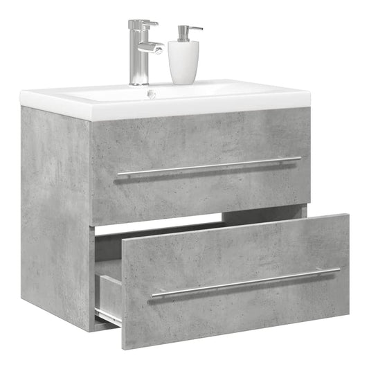 Sink Cabinet with Built-in Basin Engineered Wood without Faucet 60 x 38.5 x 48 cm Concrete grey