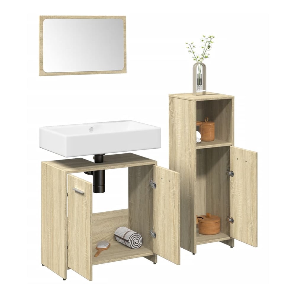 vidaXL 3 Piece Bathroom Furniture Set Engineered Wood