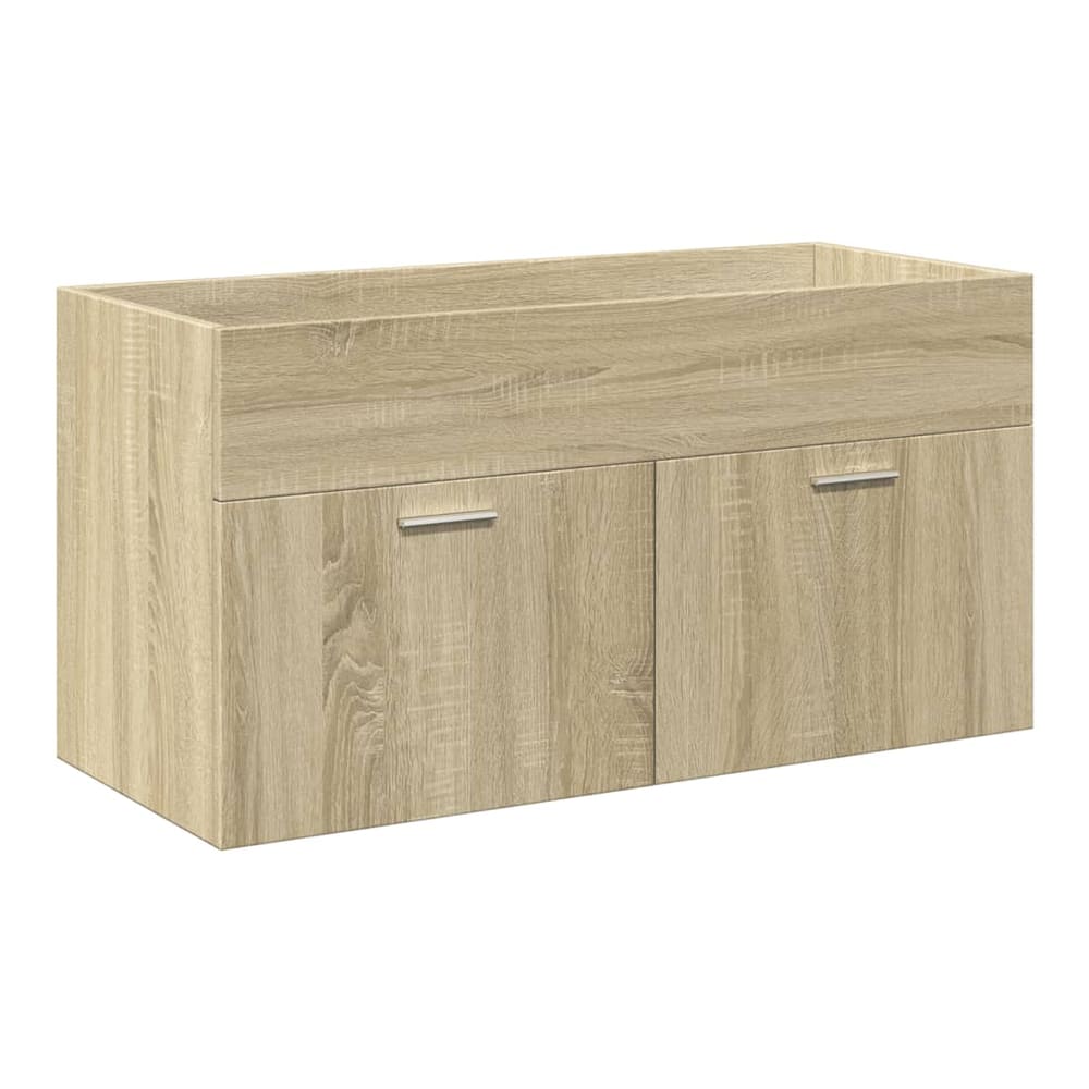 Sink Cabinet with Built-in Basin Engineered Wood Sonoma oak 90 x 38.5 x 46 cm Without faucet