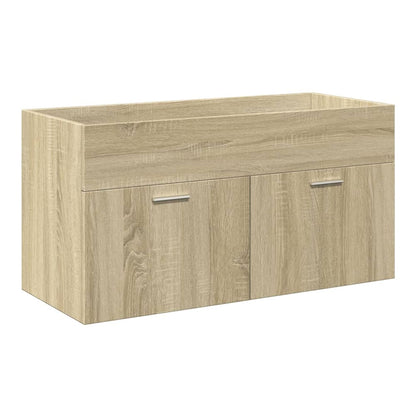Sink Cabinet with Built-in Basin Engineered Wood Sonoma oak 90 x 38.5 x 46 cm Without faucet
