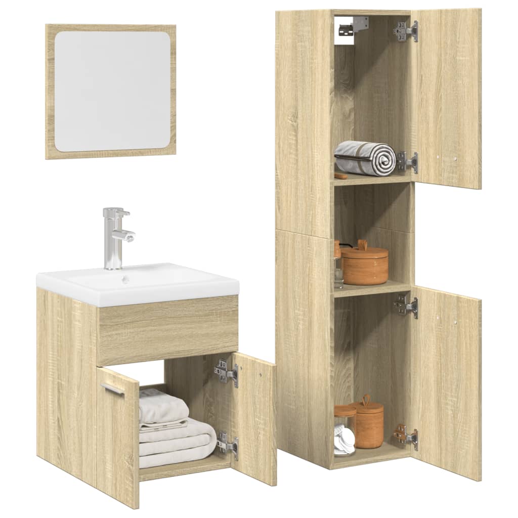 Bathroom Furniture Set Engineered Wood 41 x 38.5 x 46 cm Sonoma oak