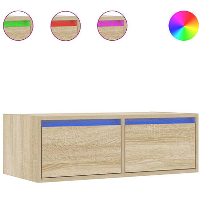 vidaXL TV Cabinet with LED Lights Sonoma Oak 75x35.5x25 cm 2