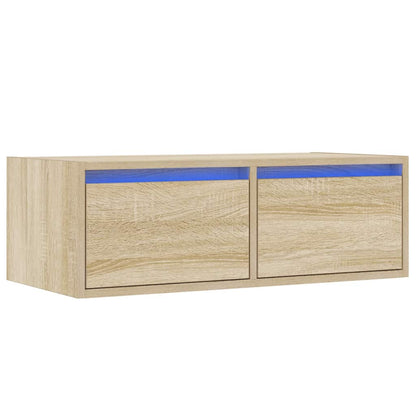 vidaXL TV Cabinet with LED Lights Sonoma Oak 75x35.5x25 cm 3