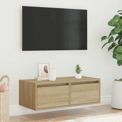 vidaXL TV Cabinet with LED Lights Sonoma Oak 75x35.5x25 cm 4
