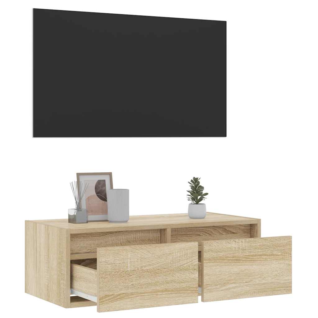 vidaXL TV Cabinet with LED Lights Sonoma Oak 75x35.5x25 cm 5