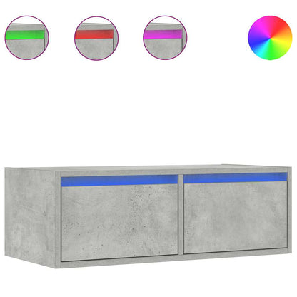 vidaXL TV Cabinet with LED Lights Concrete Grey 75x35.5x25 cm 2