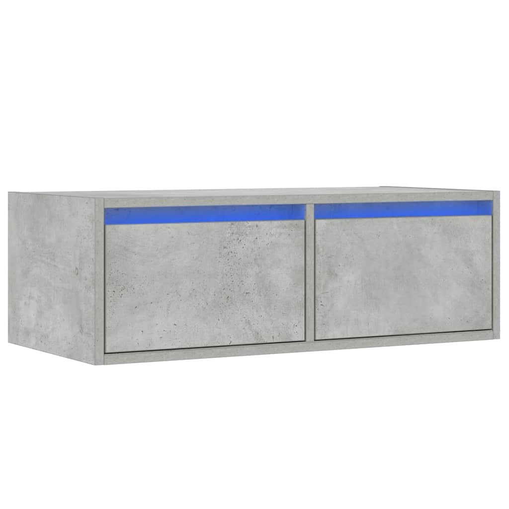 vidaXL TV Cabinet with LED Lights Concrete Grey 75x35.5x25 cm 3