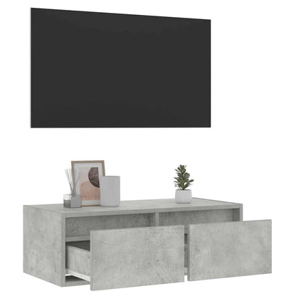 vidaXL TV Cabinet with LED Lights Concrete Grey 75x35.5x25 cm 5