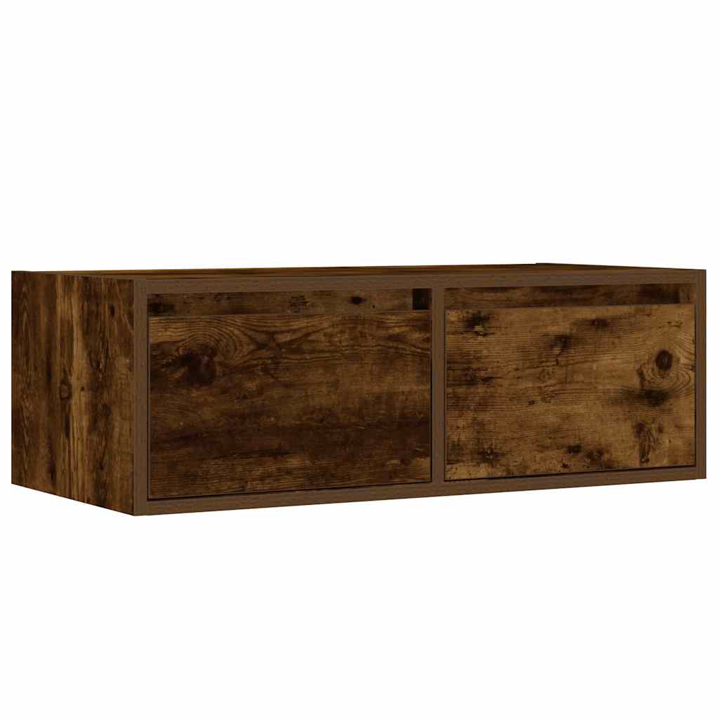 vidaXL TV Cabinet with LED Lights Smoked Oak 75x35.5x25 cm 6