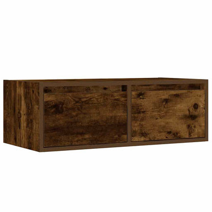 vidaXL TV Cabinet with LED Lights Smoked Oak 75x35.5x25 cm 6