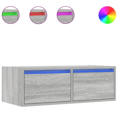 vidaXL TV Cabinet with LED Lights Grey Sonoma 75x35.5x25 cm 2