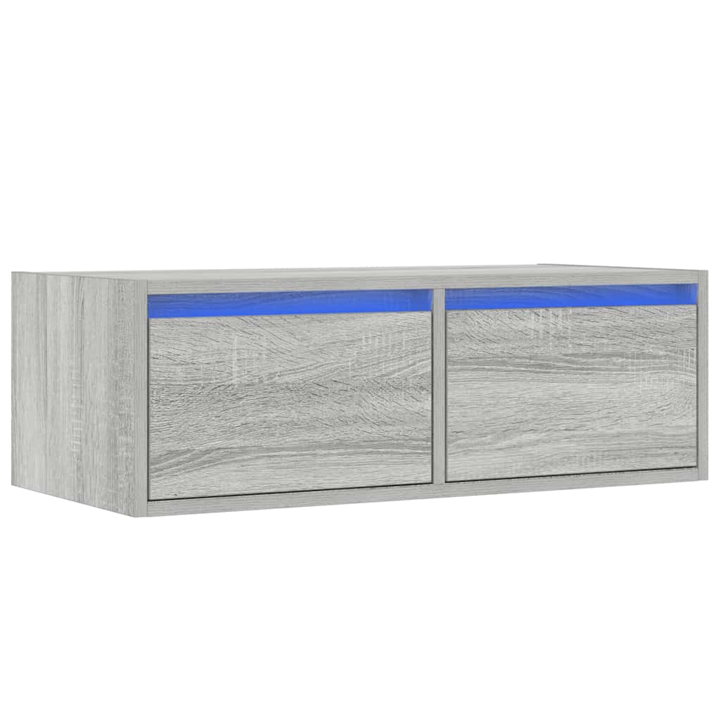 vidaXL TV Cabinet with LED Lights Grey Sonoma 75x35.5x25 cm 3
