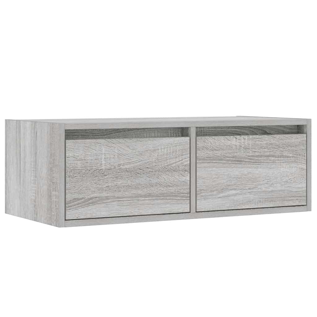 vidaXL TV Cabinet with LED Lights Grey Sonoma 75x35.5x25 cm 6