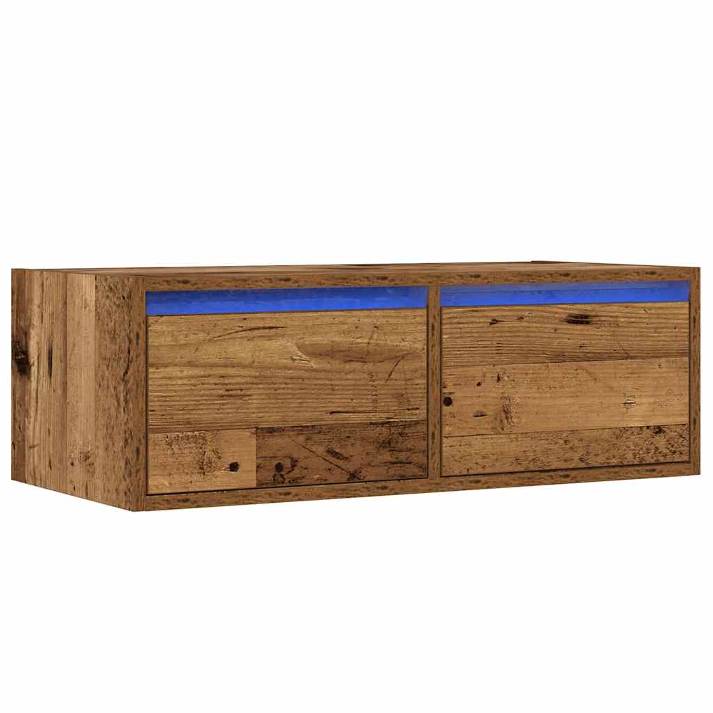 vidaXL TV Cabinet with LED Lights Old Wood 75x35.5x25 cm 3
