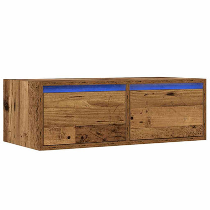 vidaXL TV Cabinet with LED Lights Old Wood 75x35.5x25 cm 3