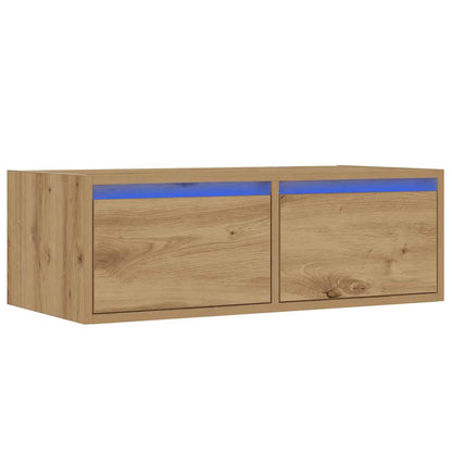 vidaXL TV Cabinet with LED Lights Artisan Oak 75x35.5x25 cm 3