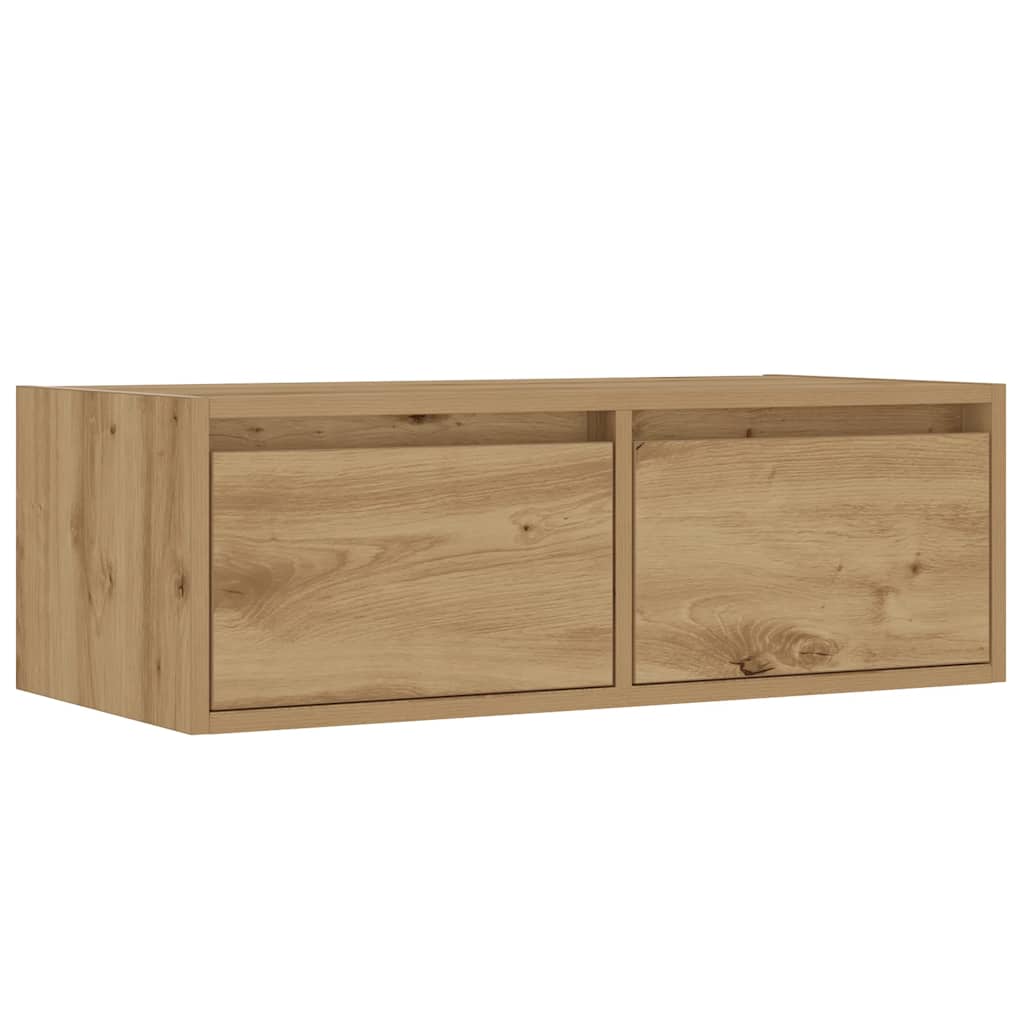 vidaXL TV Cabinet with LED Lights Artisan Oak 75x35.5x25 cm 6