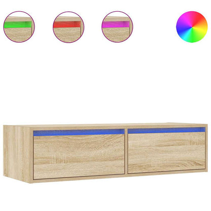 vidaXL TV Cabinet with LED Lights Sonoma Oak 100X35.5x25 cm 2