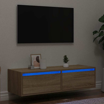 vidaXL TV Cabinet with LED Lights Sonoma Oak 100X35.5x25 cm 1