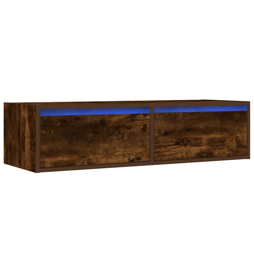 vidaXL TV Cabinet with LED Lights Smoked Oak 100X35,5x25 cm 4