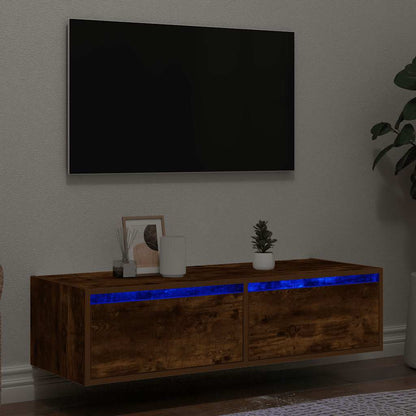 vidaXL TV Cabinet with LED Lights Smoked Oak 100X35,5x25 cm 1