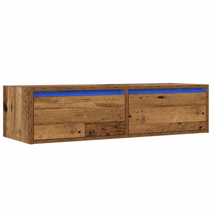 vidaXL TV Cabinet with LED Lights Old Wood 100X35.5x25 cm 3