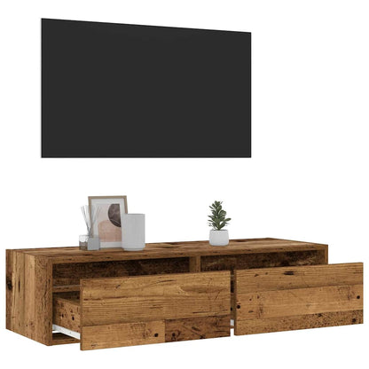 vidaXL TV Cabinet with LED Lights Old Wood 100X35.5x25 cm 5